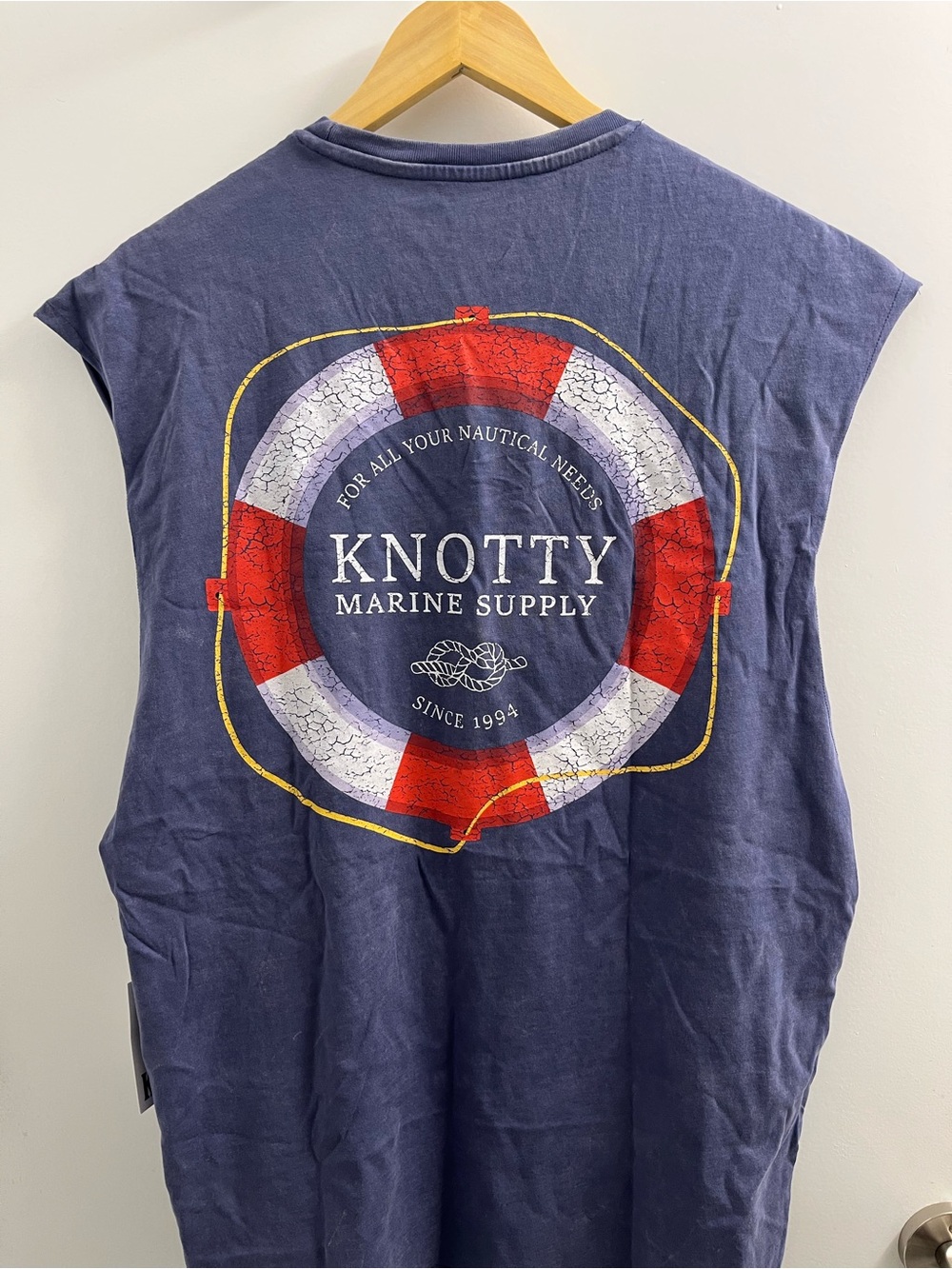 Kolby Men’s Navy Anchor Muscle Tee/ Tank top Size M